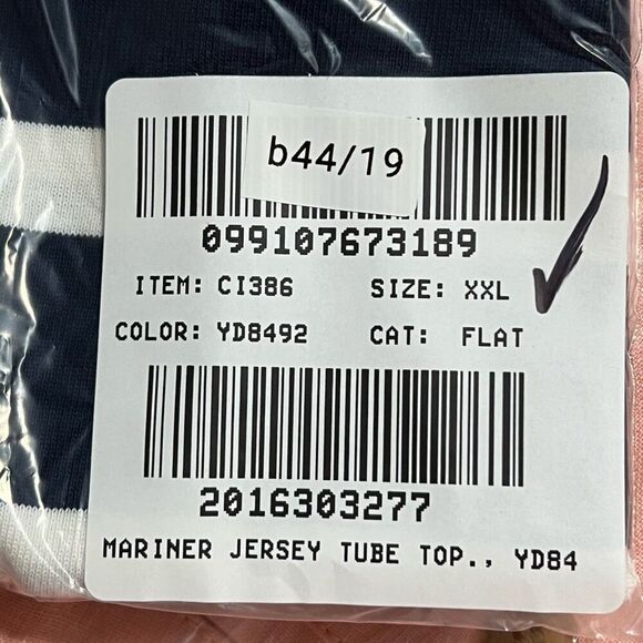 J. Crew Mariner jersey tube top Kate Full Stripe Navy Blue White Size XXL NWT - Picture 5 of 6